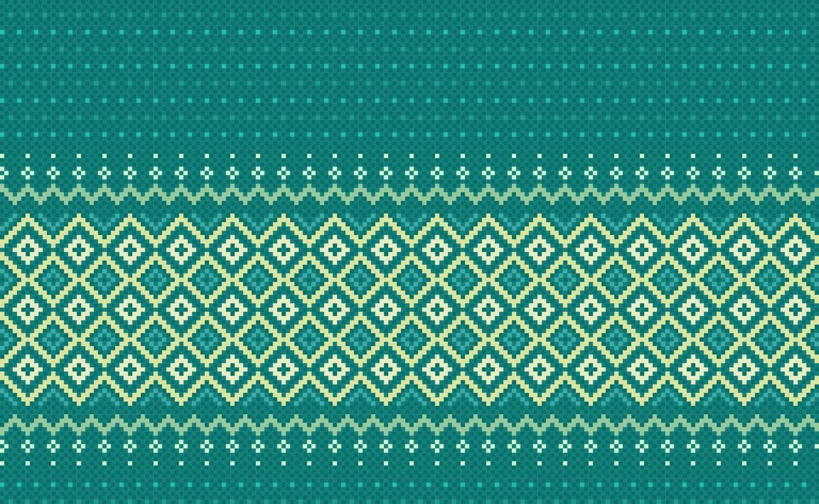 Embroidery ethnic pattern, Green pattern Geometric Nordic background, Cross stitch native aztec style vector