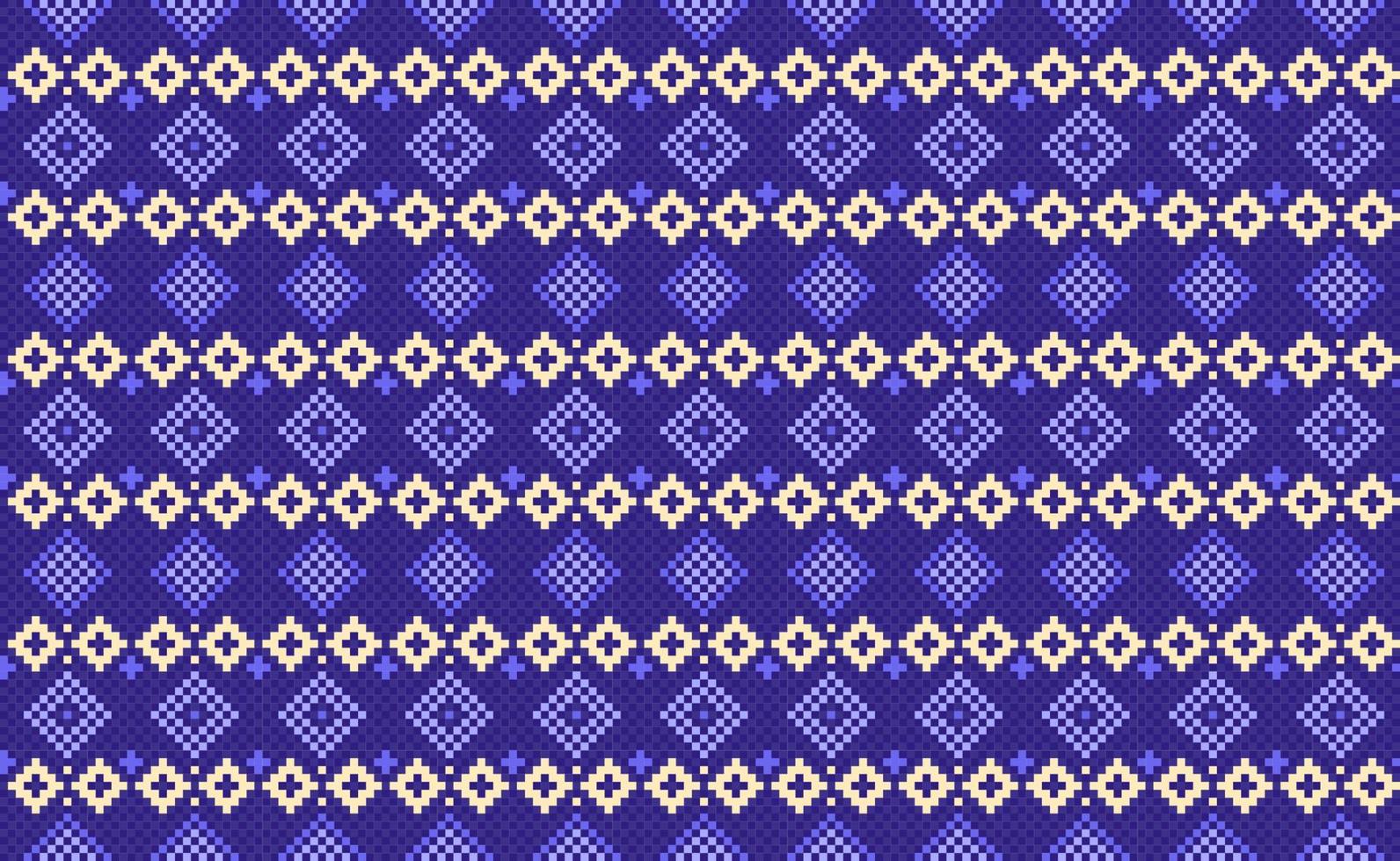 Geometric ethnic pattern, Vector embroidery Nordic background, Pixel native aztec style