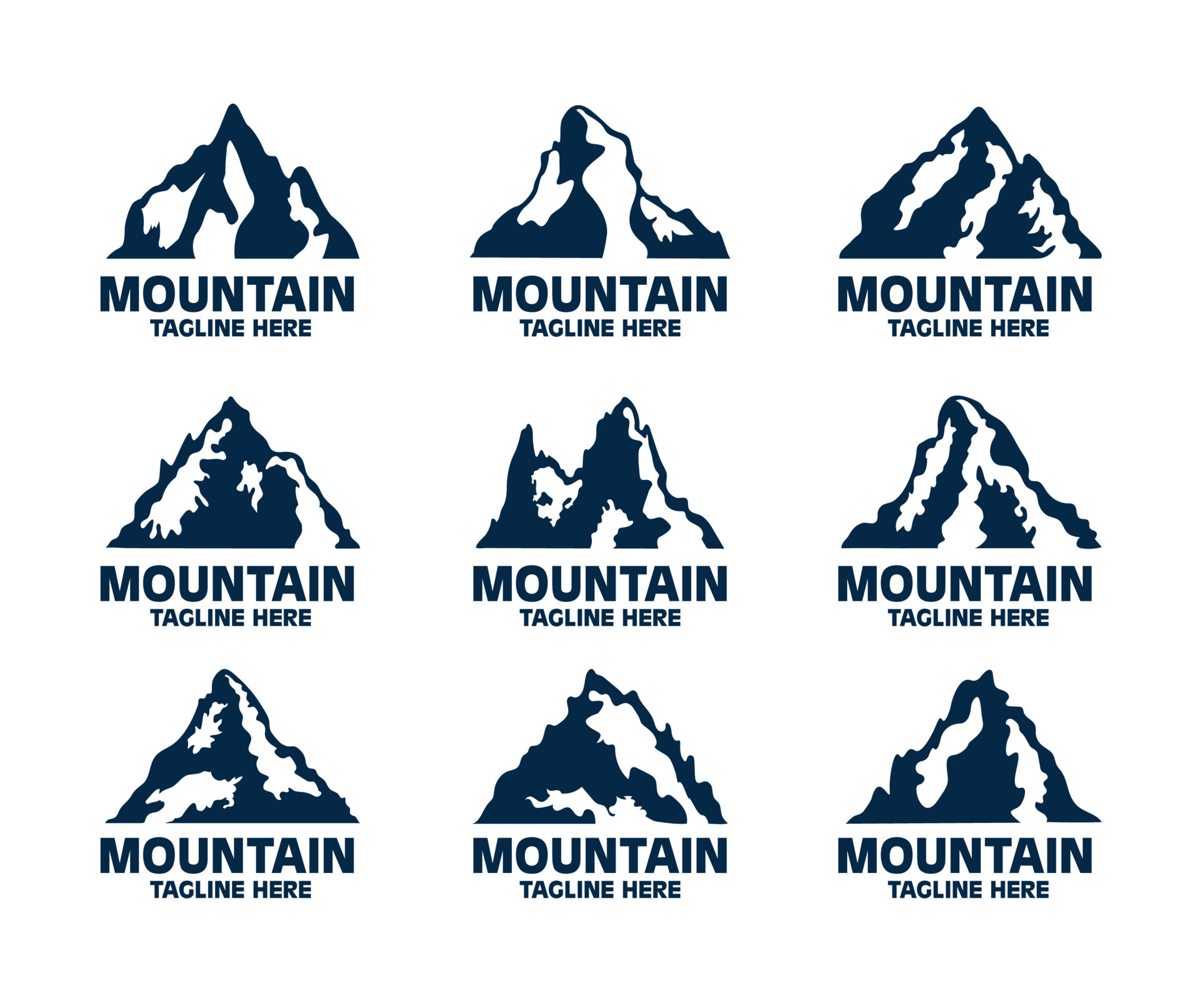 Set of mountain logo design. Set of black white mountains. Abstract