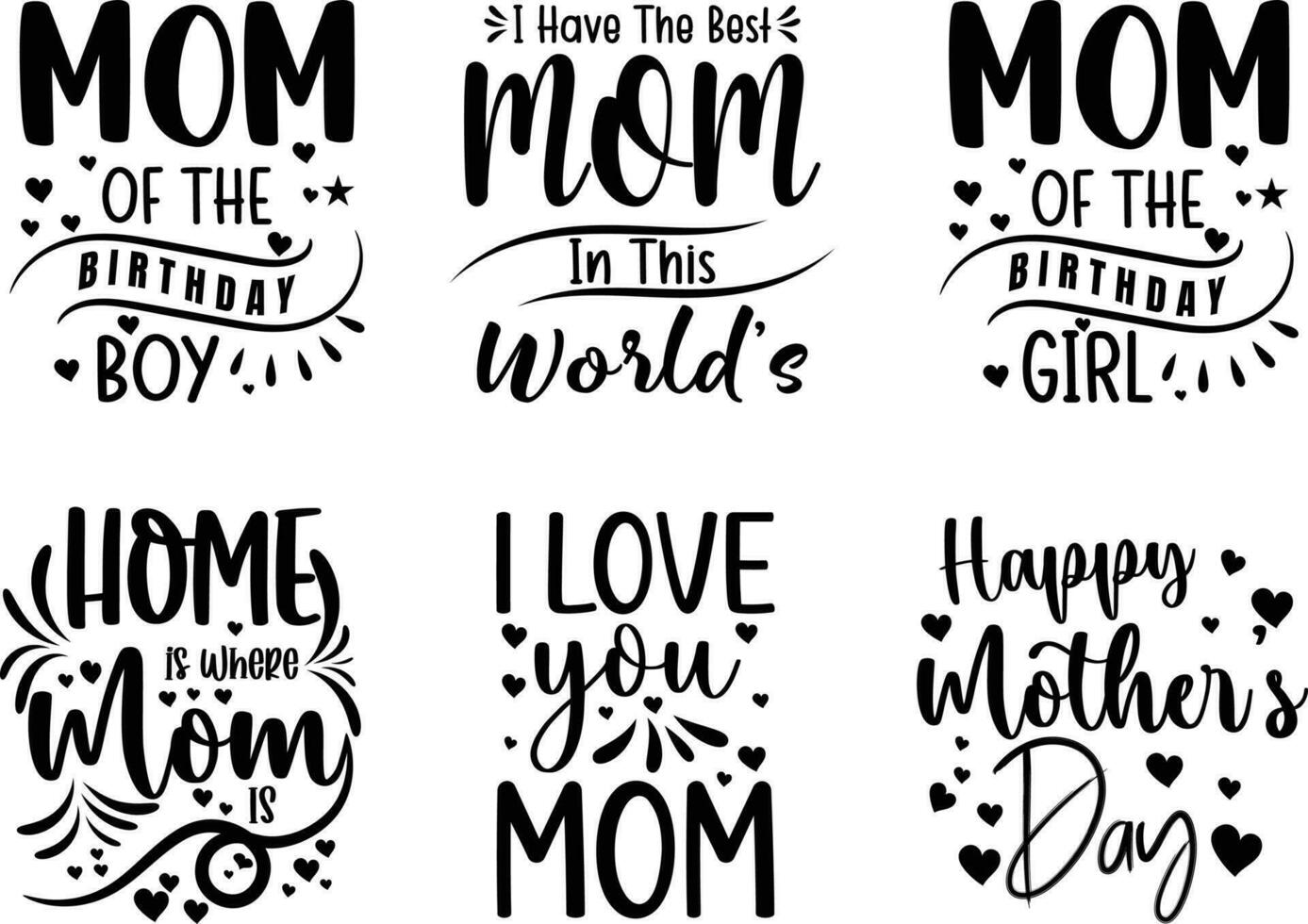 Mother's Day Quotes Lettering Bundle T-shirt Design. vector