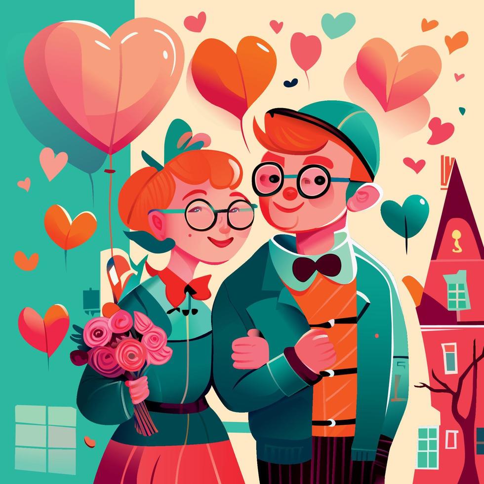 Exploring the City and Each Other's Hearts on Valentine's Day vector