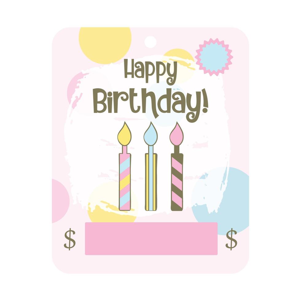 Birthday greeting, money card. Money Card Holder. Hand drawn paster cartoon style. vector