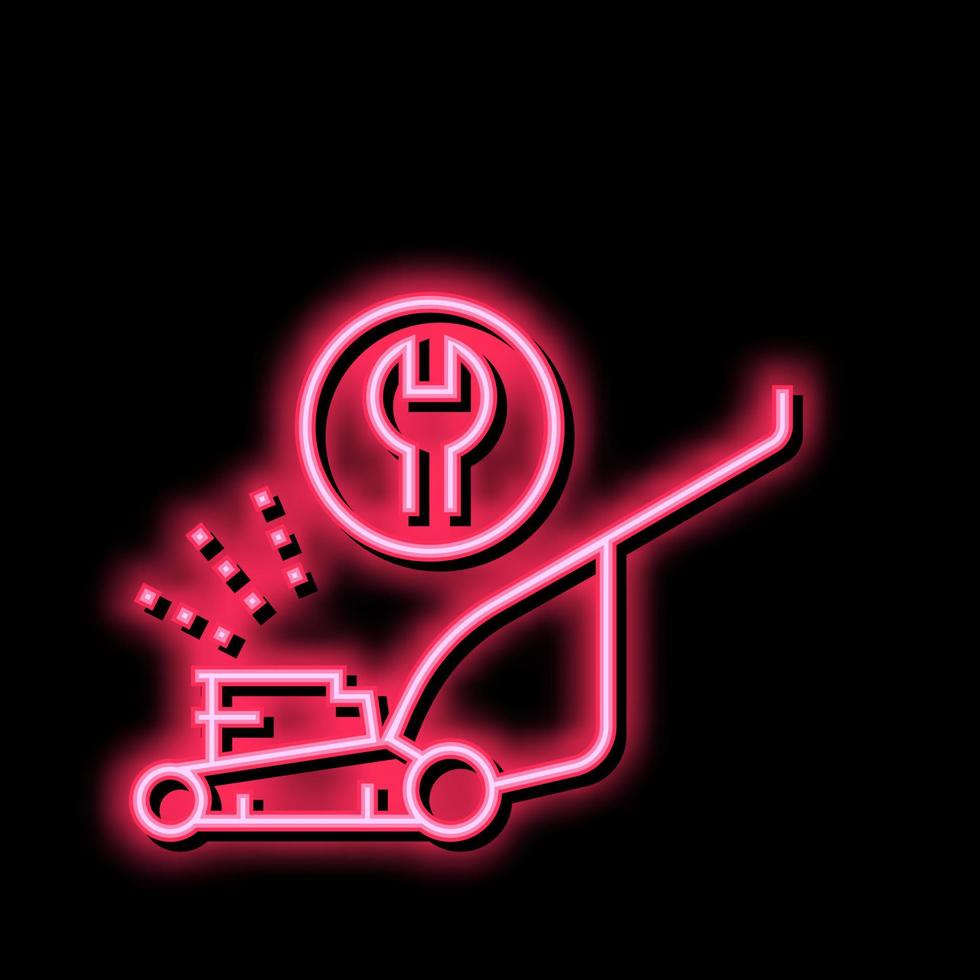 repair of lawn mower neon glow icon illustration vector