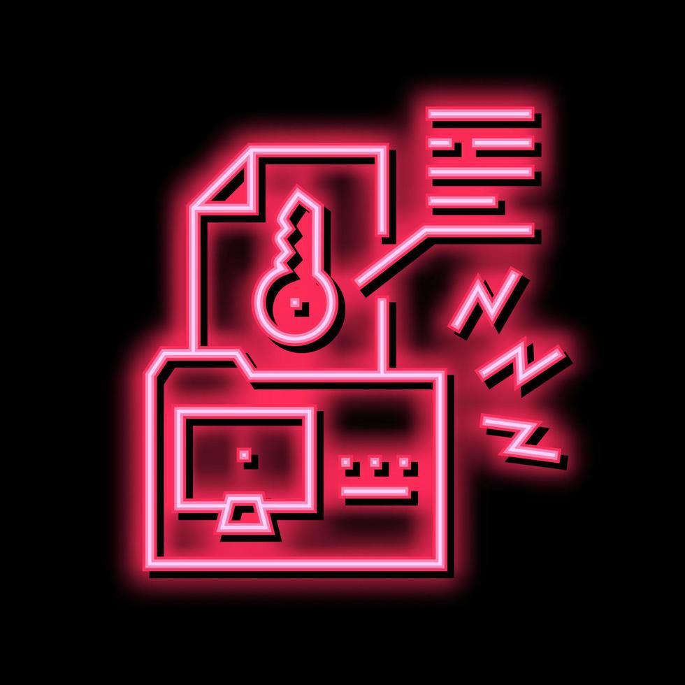 electronic key hacking neon glow icon illustration vector