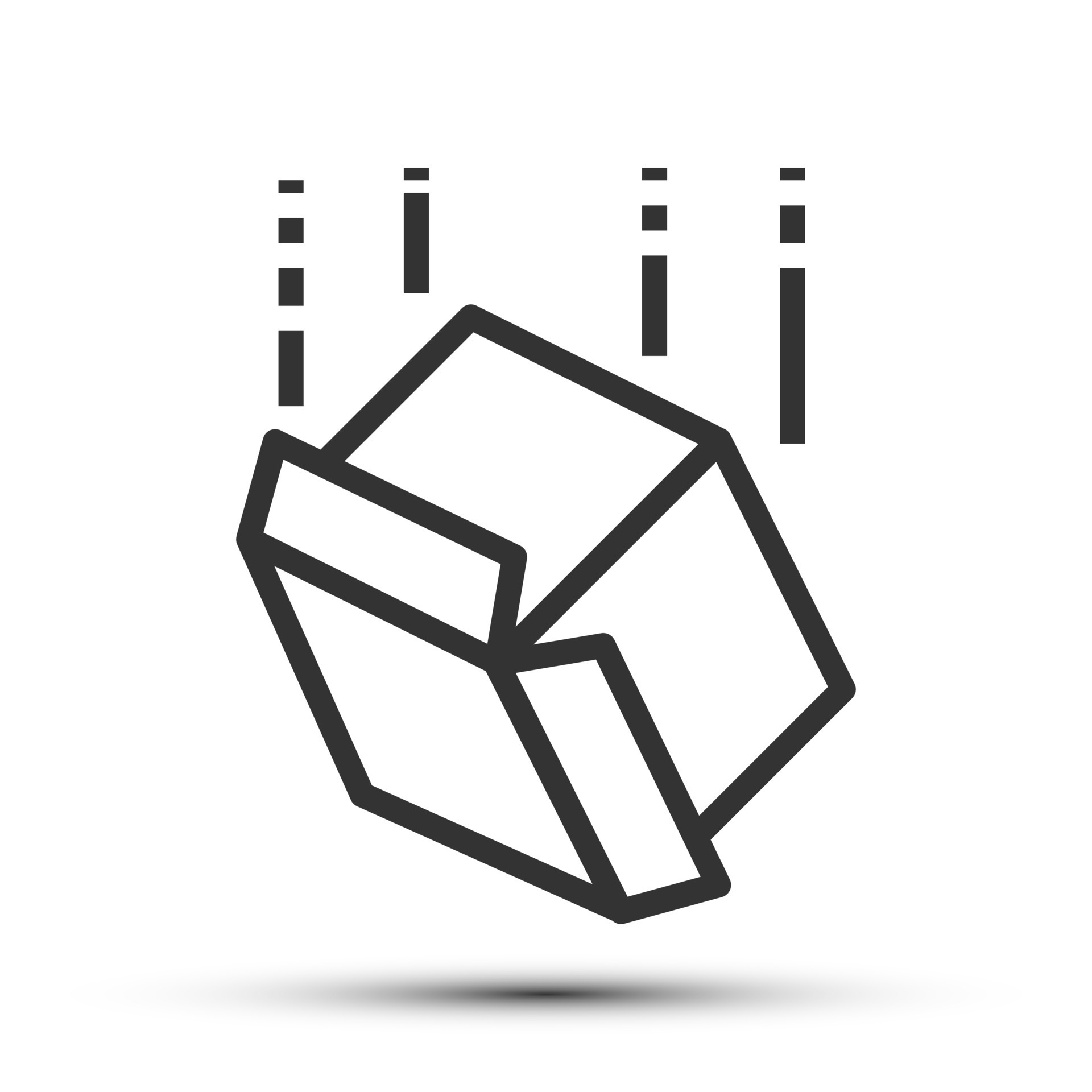 Simple falling box accident outline icon, product and becareful related