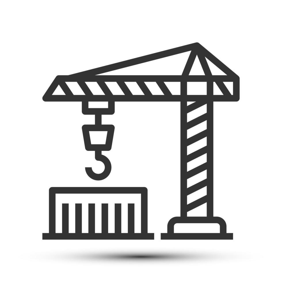 Simple crain outline icon, industry crane and lift related concept on the white background vector