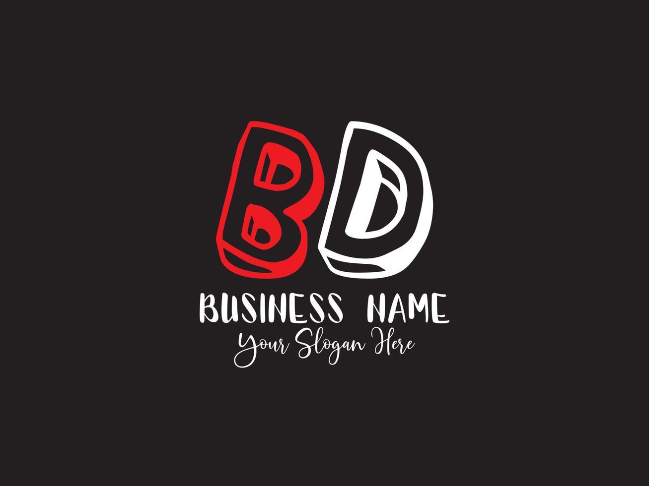 Minimalist Bd Letter Logo, Colorful BD Kids Business Logo vector
