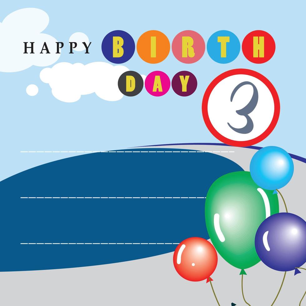 Vector ilustration off happy birthday greeting cards invitations with blank space area and cartoon character in blue background