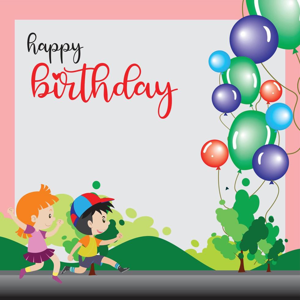 Happy birthday greeting cards invitations with blank space area and cartoon character vector