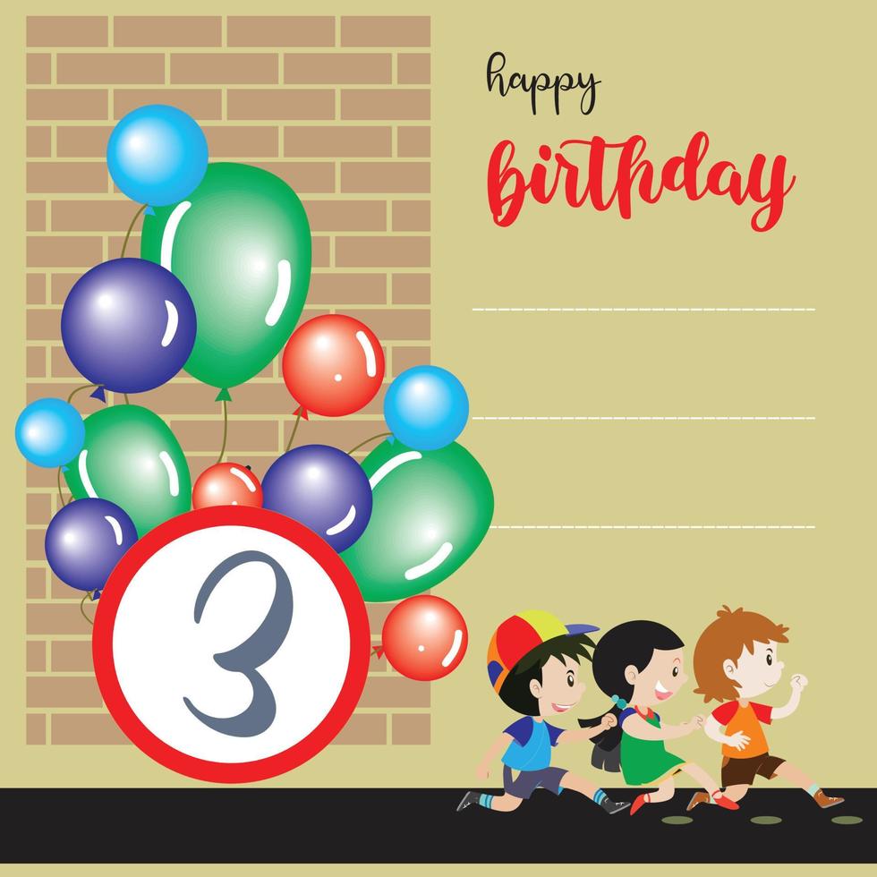 Vector ilustration happy birthday greeting cards with blank space area and cartoon character in brown background