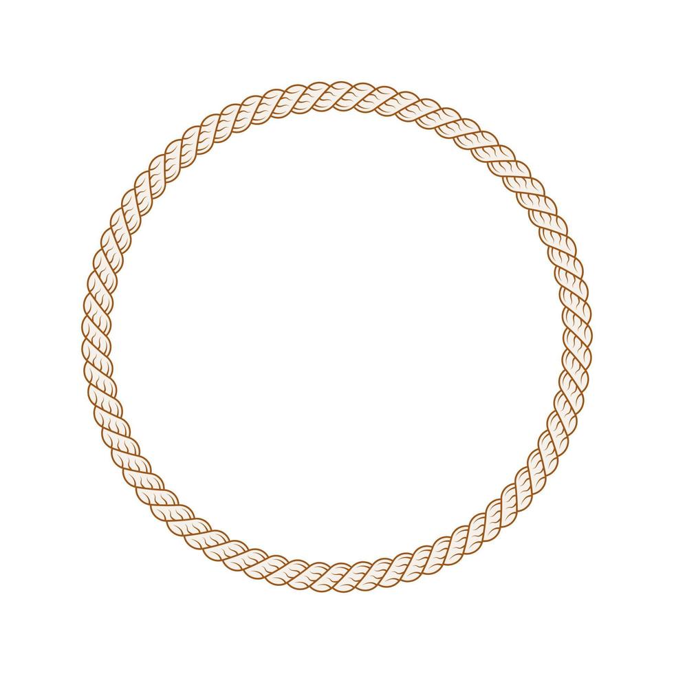 Brown braided rope with bristles circle frame vector
