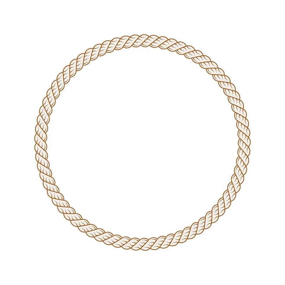 Brown braided rope with bristles circle frame vector