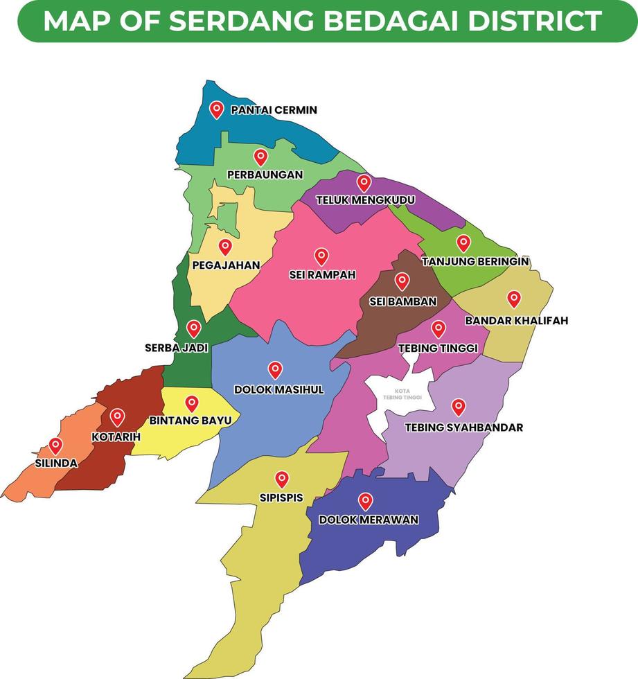 Map of Serdang Bedagai Regency vector