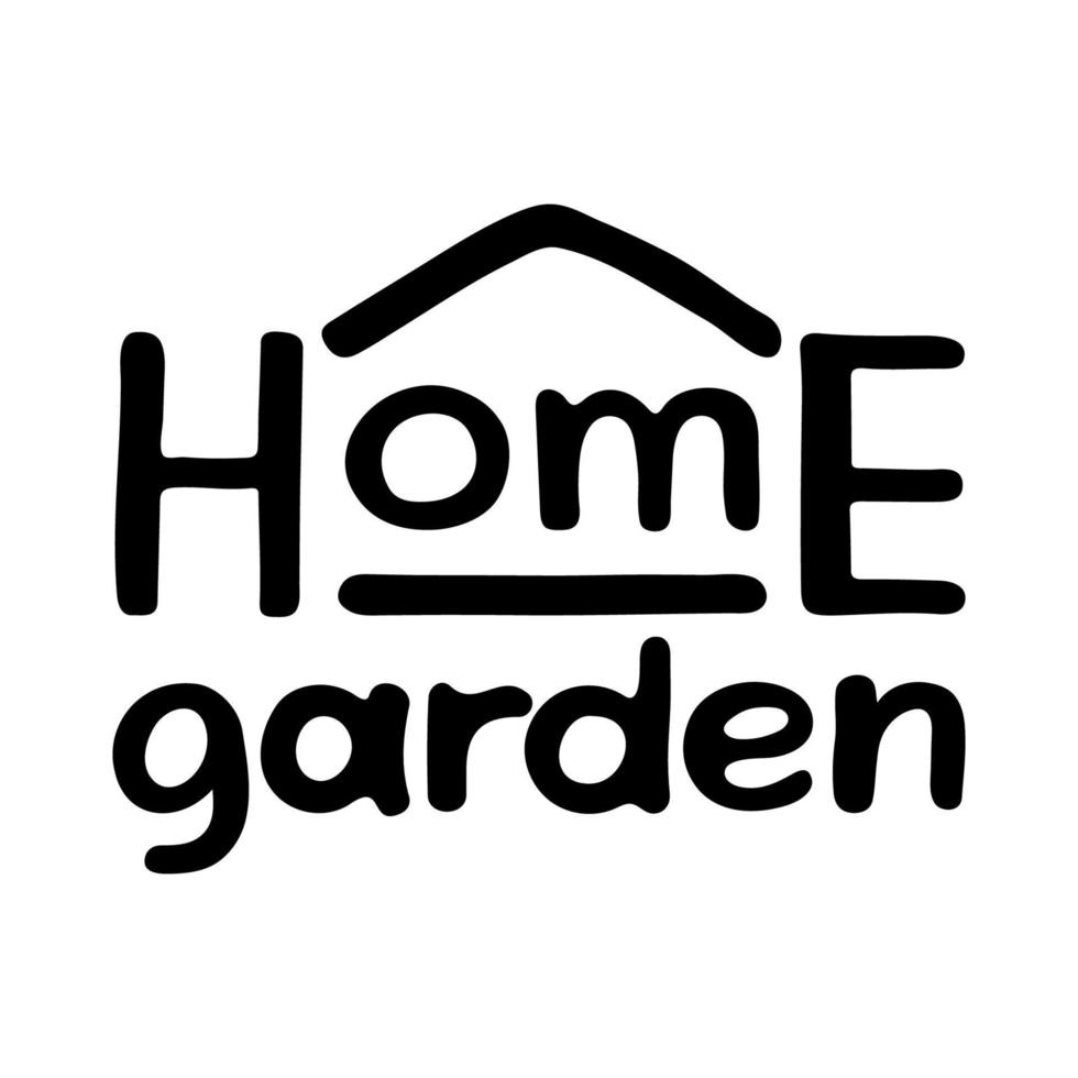 Home garden hand drawn lettering. Vector doodle illustration. Calligraphy microgreen text objects