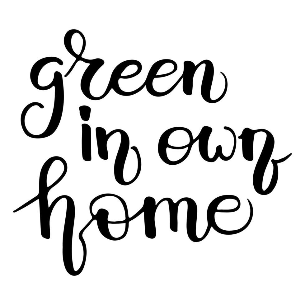 Home garden hand drawn lettering. Vector doodle illustration. Calligraphy microgreen text objects