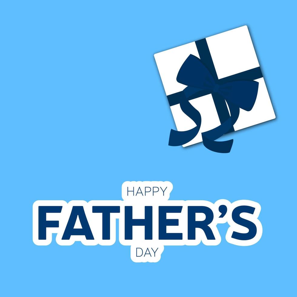 Square card for Father's Day. Minimal banner for Happy Father's Day with present box. Vector illustration.