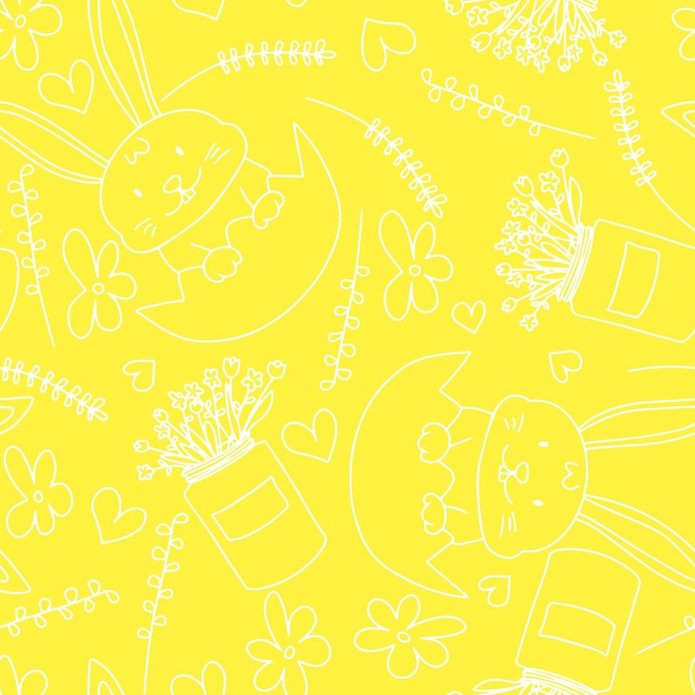 Seamless minimal pattern for Easter. Doodle bright pattern for holiday. Vector illustration.