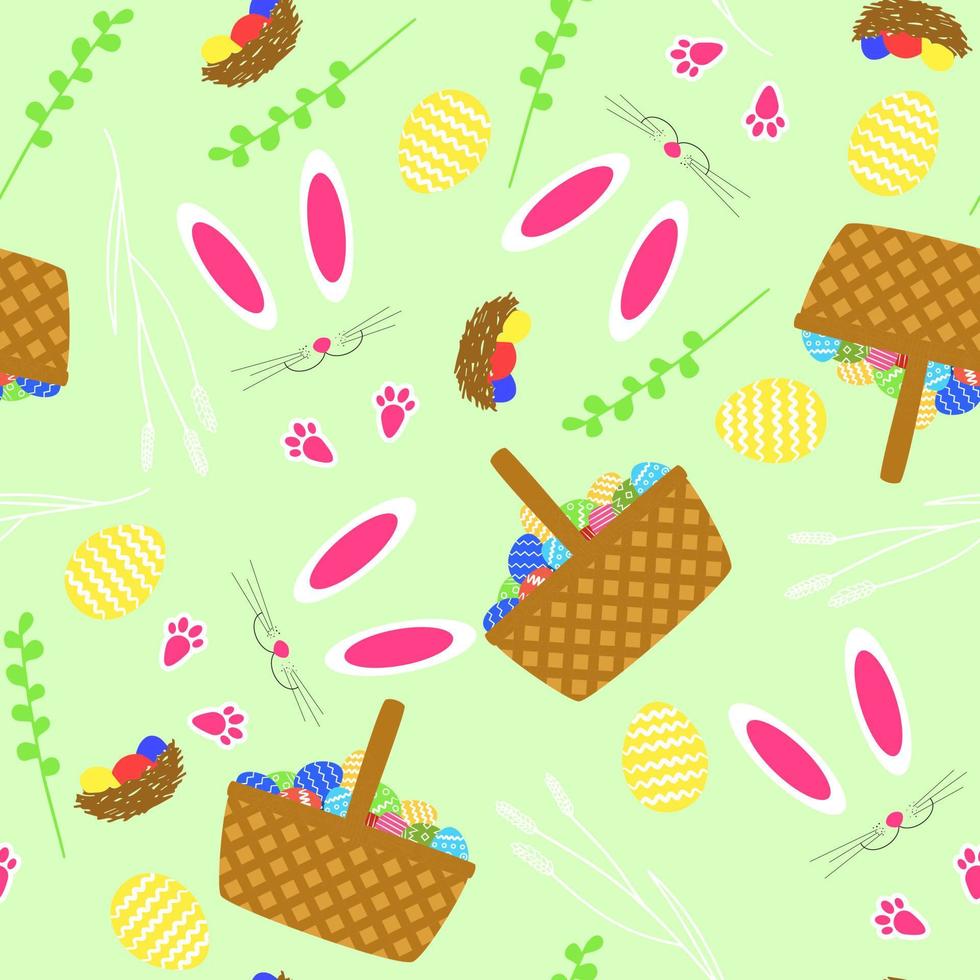 Seamless Easter pattern. Holiday religion background with Easter symbols. Vector illustration.