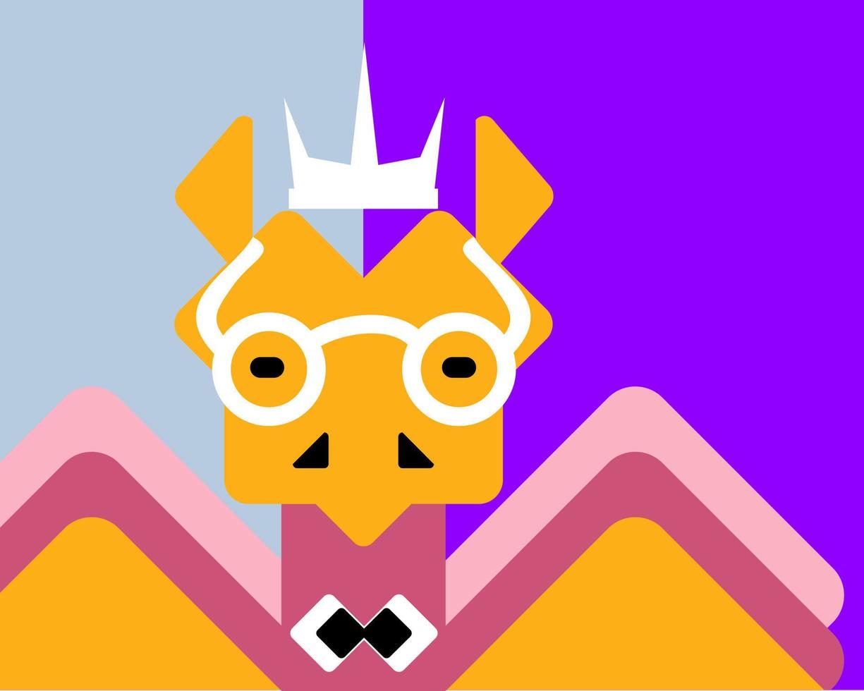 Hipster monster, dragon with glasses. Vector illustration in a flat style.