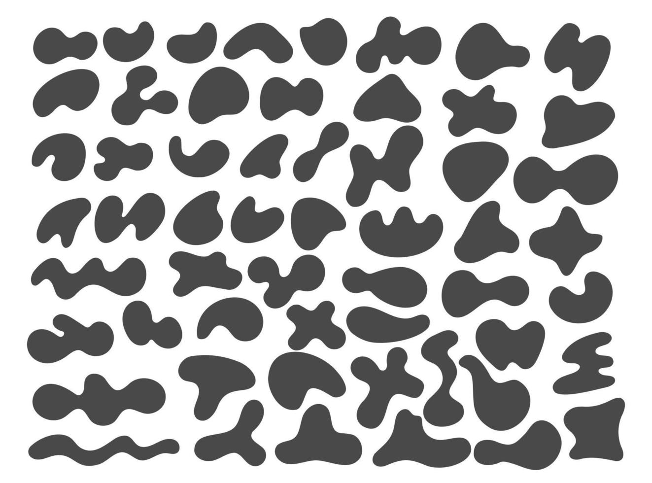 Organic abstract shapes. Liquid organic blobs. Random black simple drops. Fluid vector elements set isolated on white background