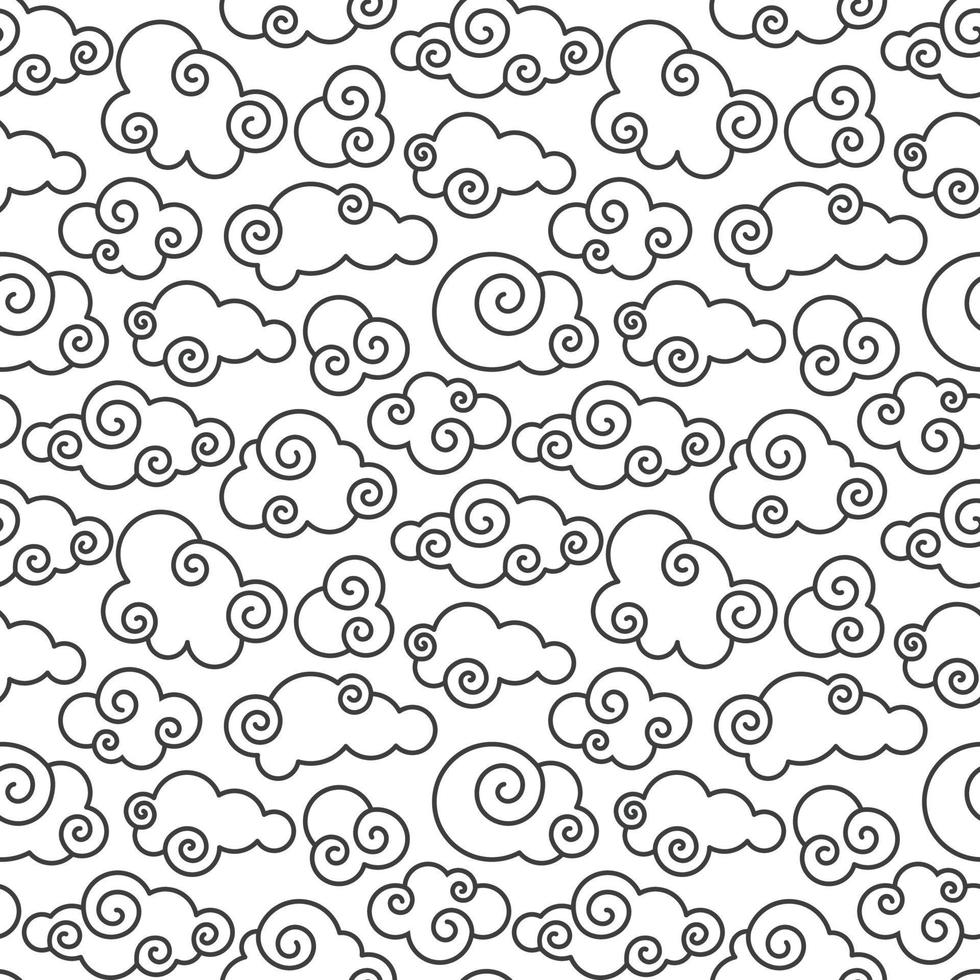 Chinese clouds seamless pattern. Oriental retro design. Thai Japanese and Korean style. Vector illustration
