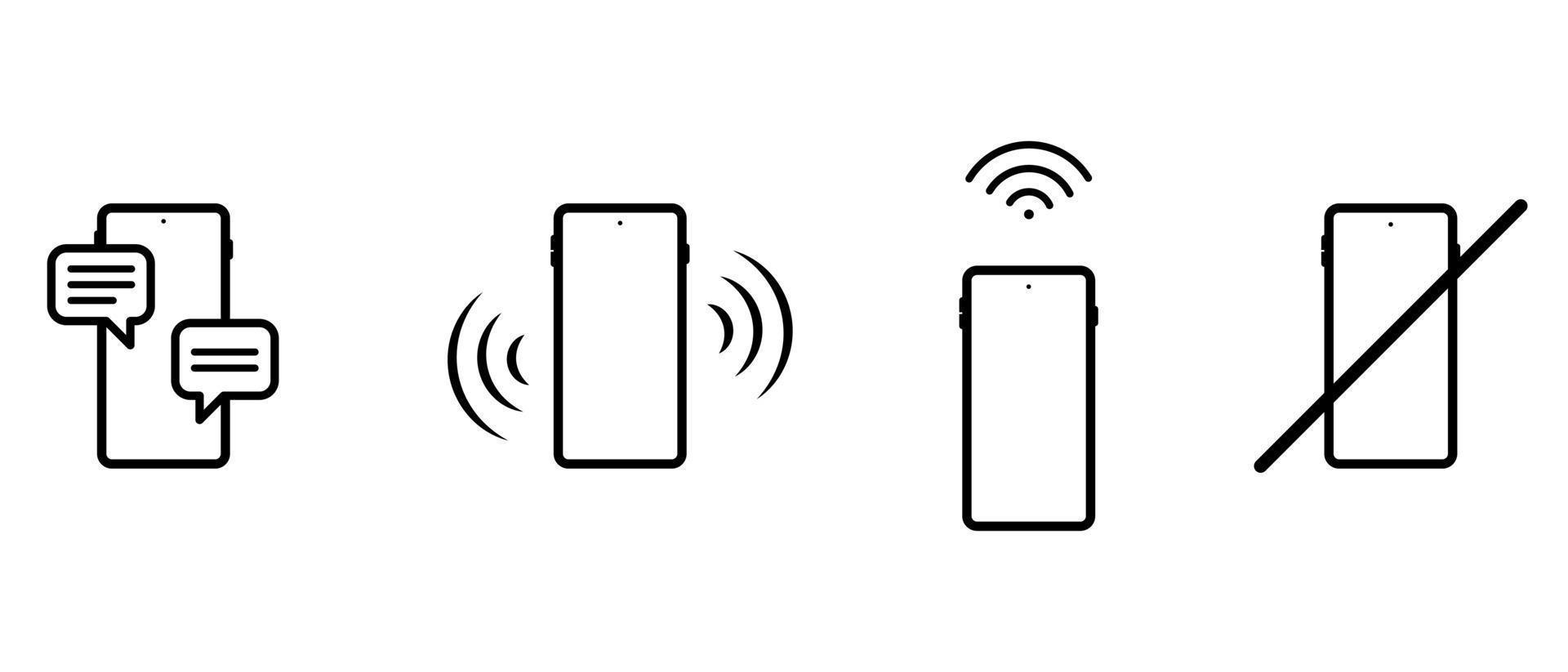 Icon set of smart phone with messaging, Ringing or vibrating, wifi and forbidden vector