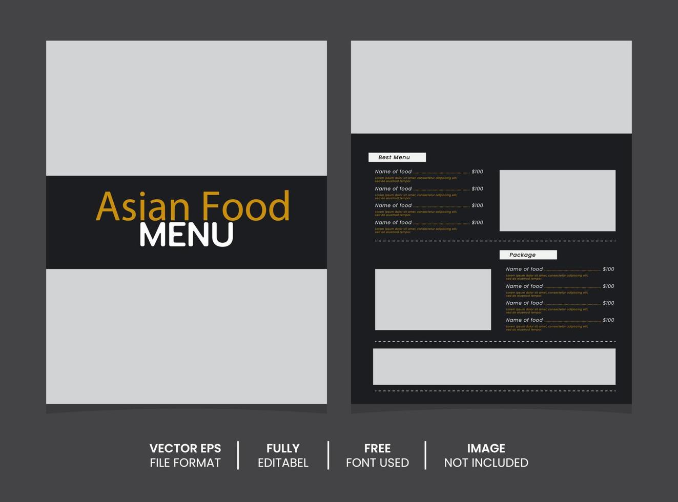 Asian food menu poster template vector