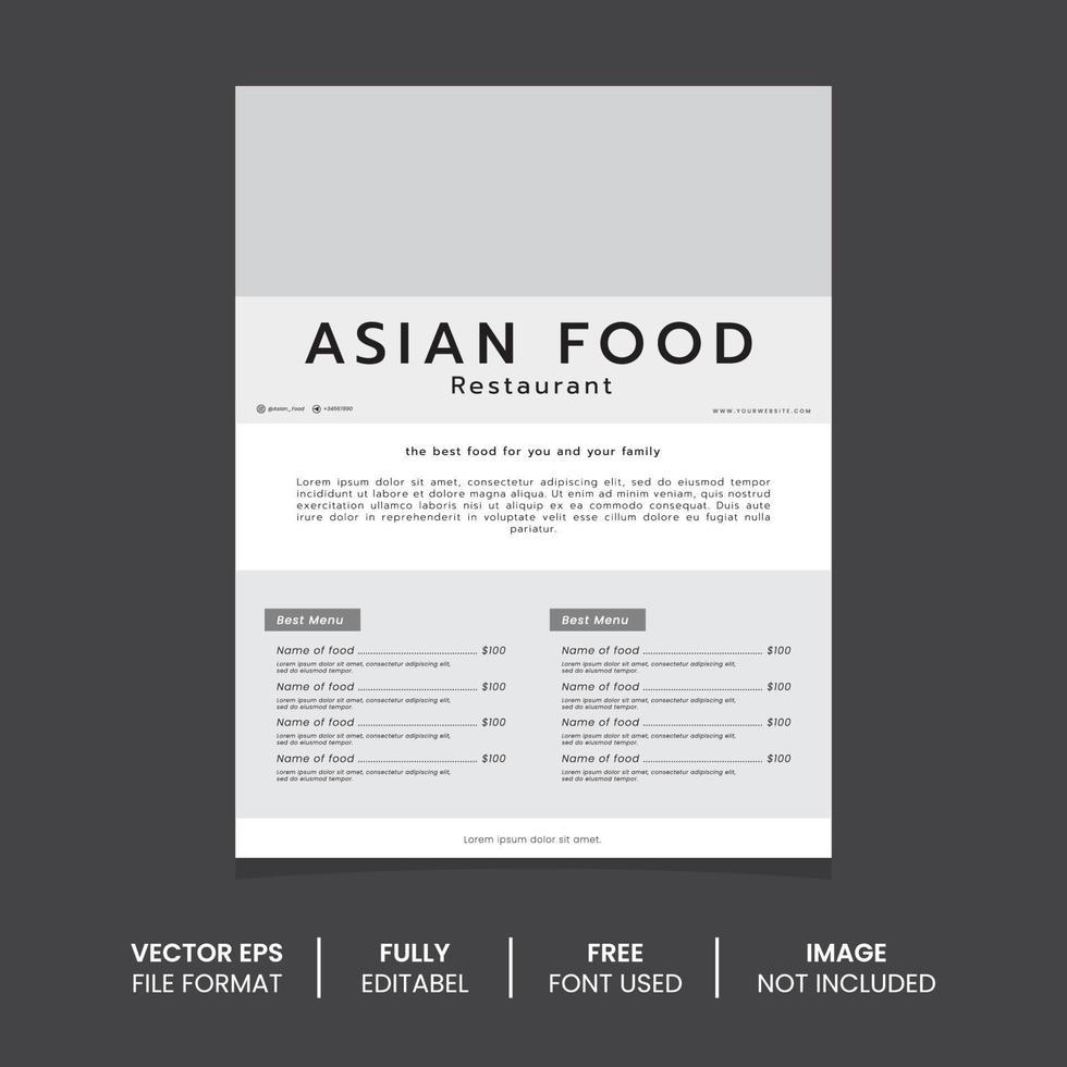 Asian food menu poster template vector