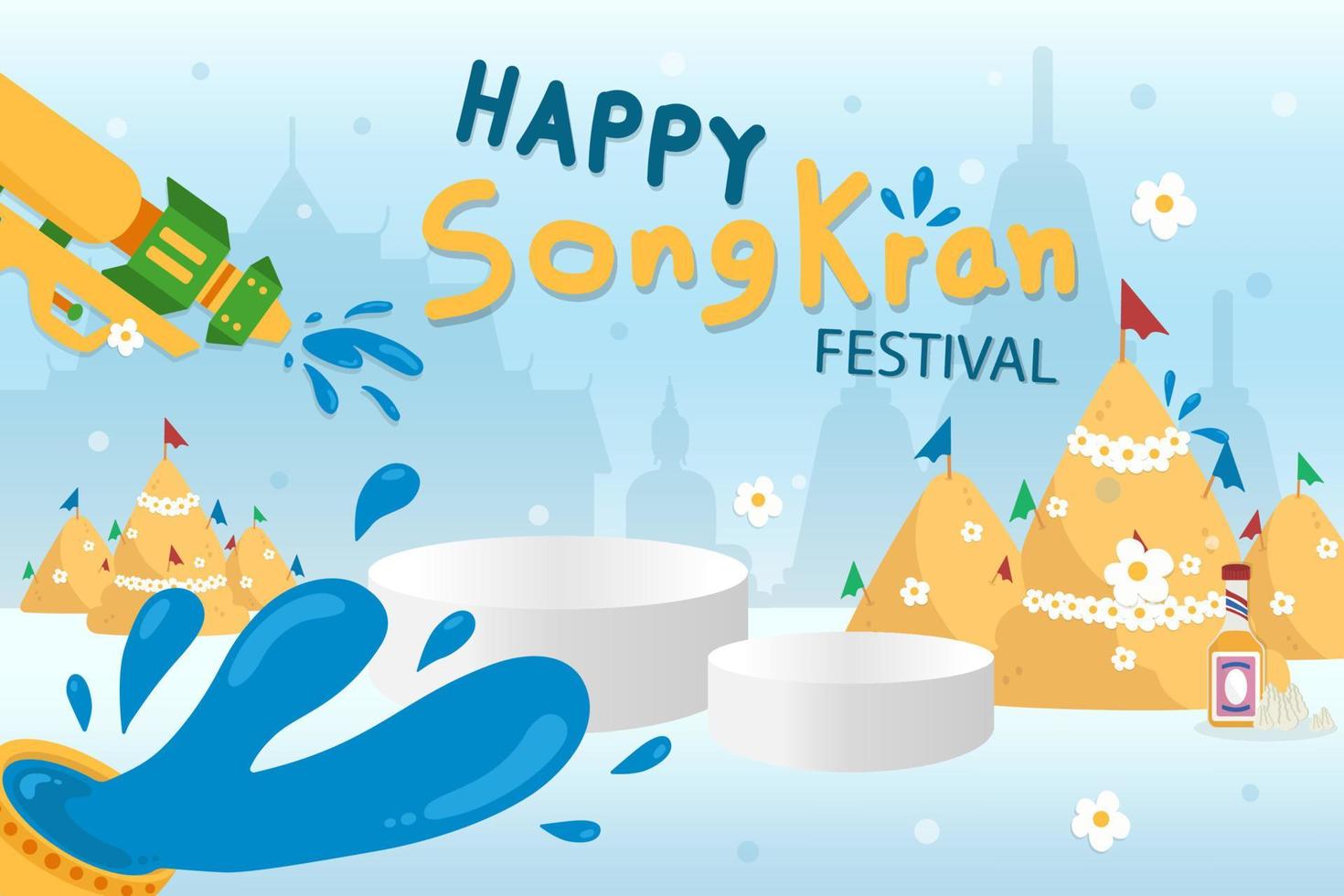 3d antecedentes podio cilindro a espectáculo producto modelo con Songkran festival tema. vector