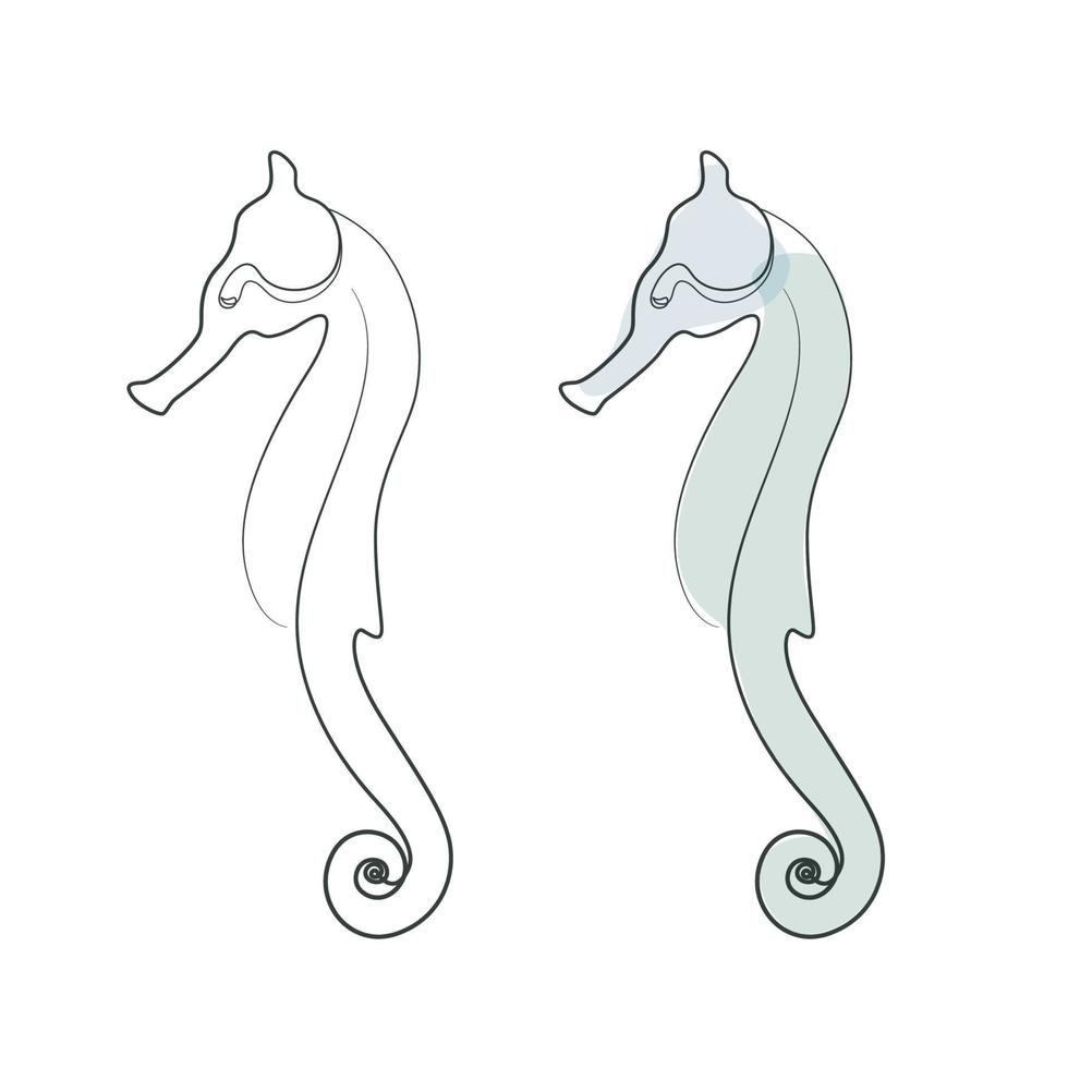 Sea horse continues line drawing minimalist artwork vector
