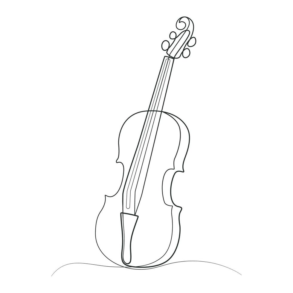 Violin line artwork elegant continues line drawing vector