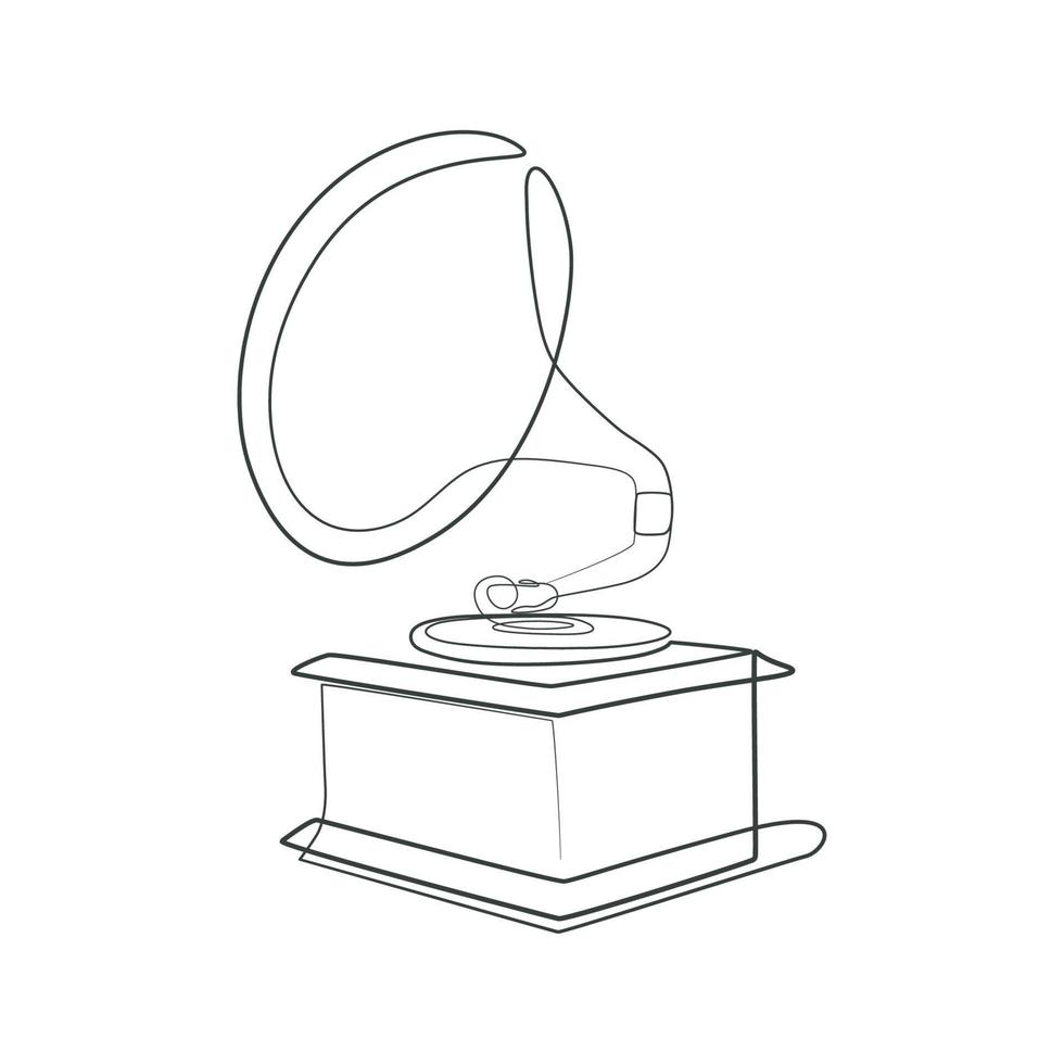 Gramophone line artwork elegant continues linear drawing vector