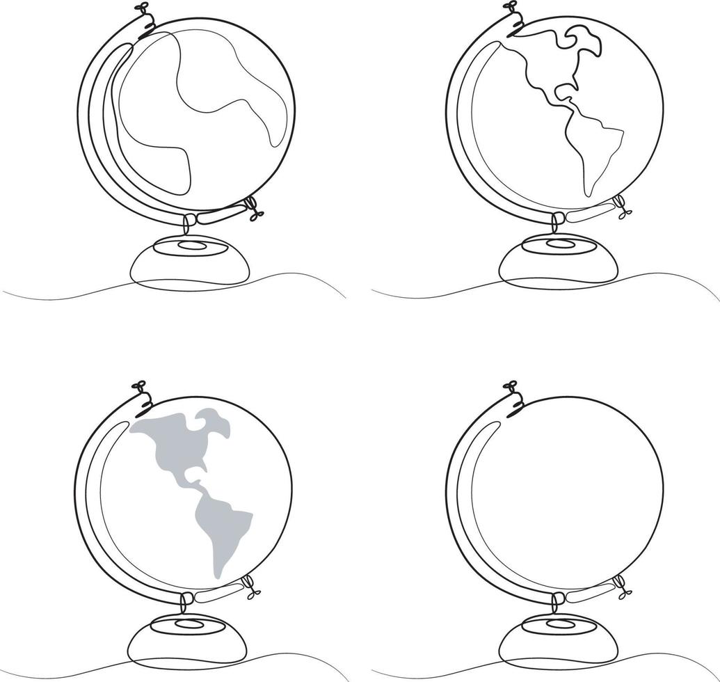 World globe line artwork elegant continues line drawing vector