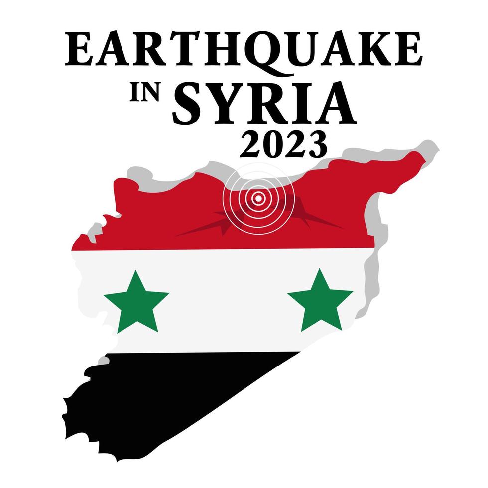 Earthquake in Syria. Strong earthquakes in eastern Syria on February 6, 2023. A map of Turkey with two earthquake marks. Fault, cracks vector