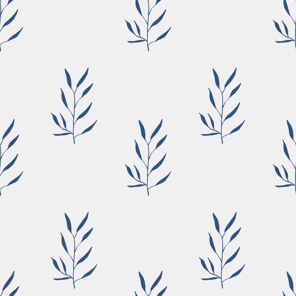 Floral pattern with herbs, leaves and plants. Indigo seamless print. vector