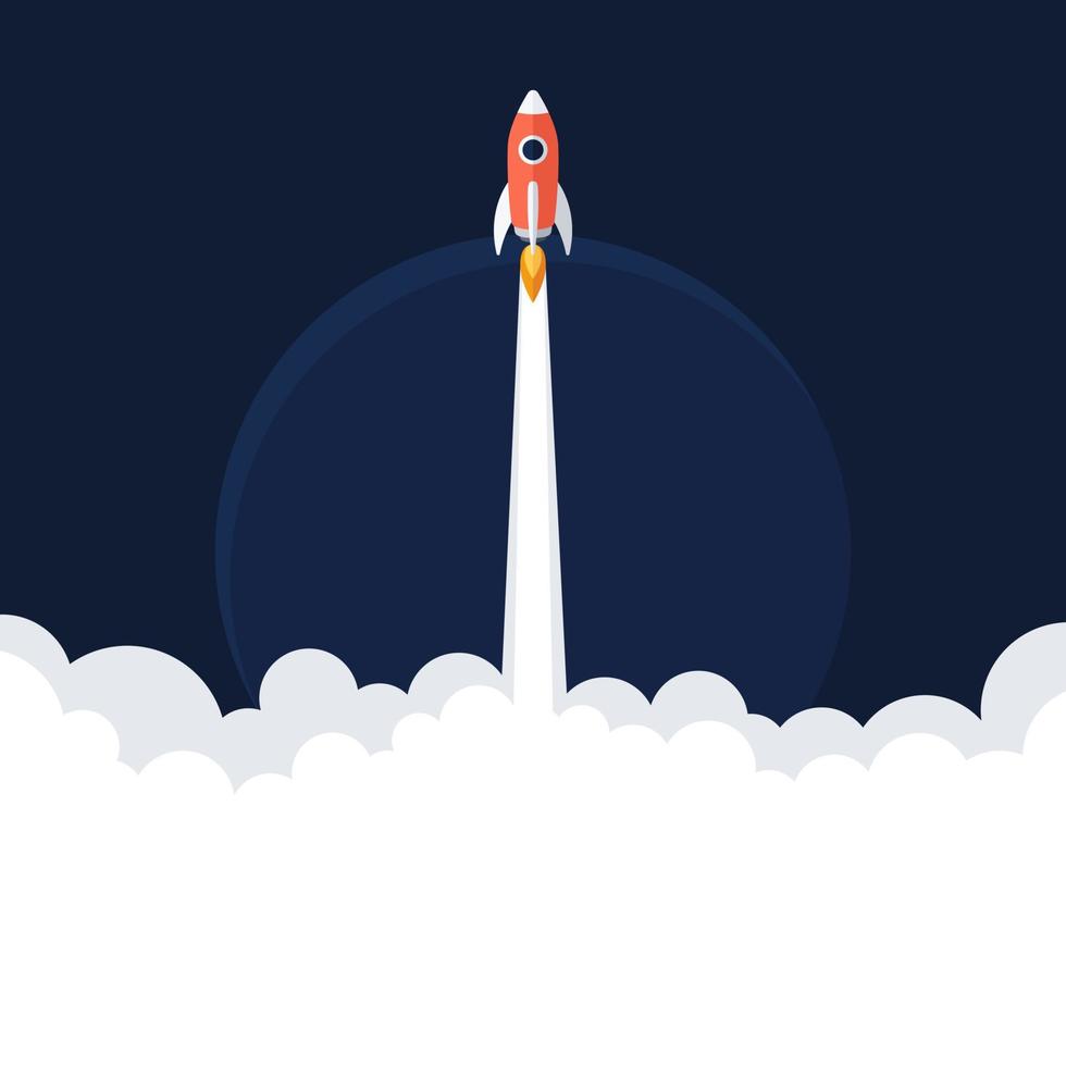 Flat Rocket Launch, Startup Concept Illustration vector