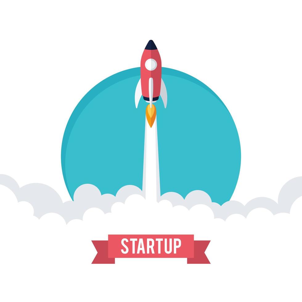 Launching rocket illustration. Sturtup business concept. vector