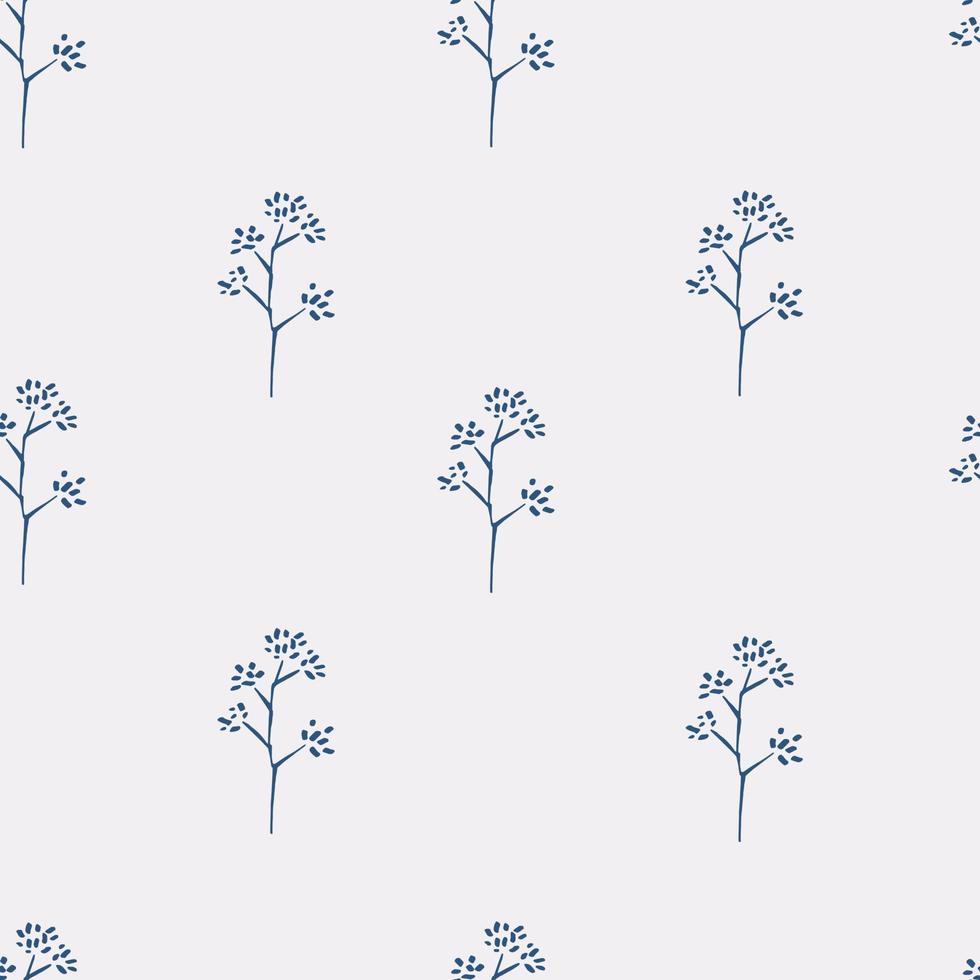 Floral pattern with herbs, leaves and plants. Indigo seamless print. vector