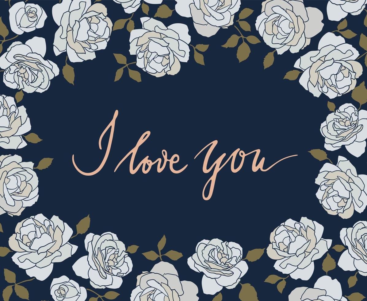 Roses Background on Dark Blue vector