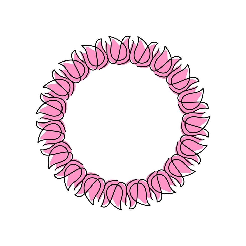 Frame March 8 circle tulips. Spring ornament border flowers. Postcard with place for text. vector