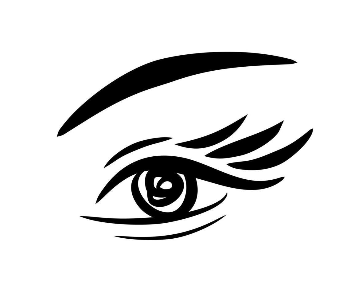 Eye logo. Makeup vector icon. Clairvoyance divination emblem. Eyelashes and eyebrow, beauty salon.