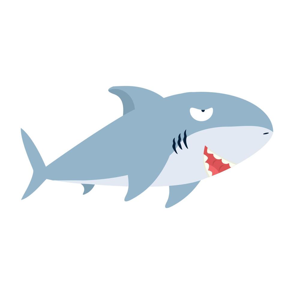 Funny flat Shark open mouth vector