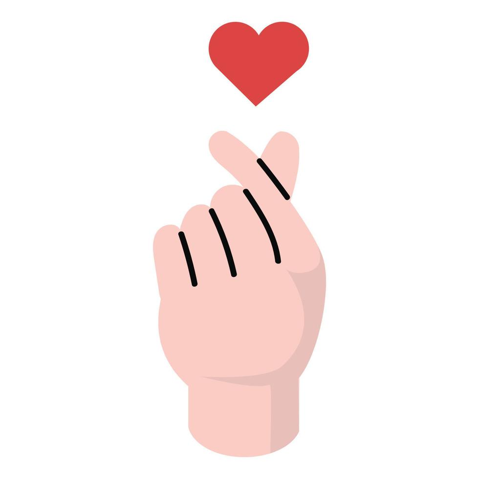 mano haciendo mini corazón amor firmar coreano dedo corazón vector