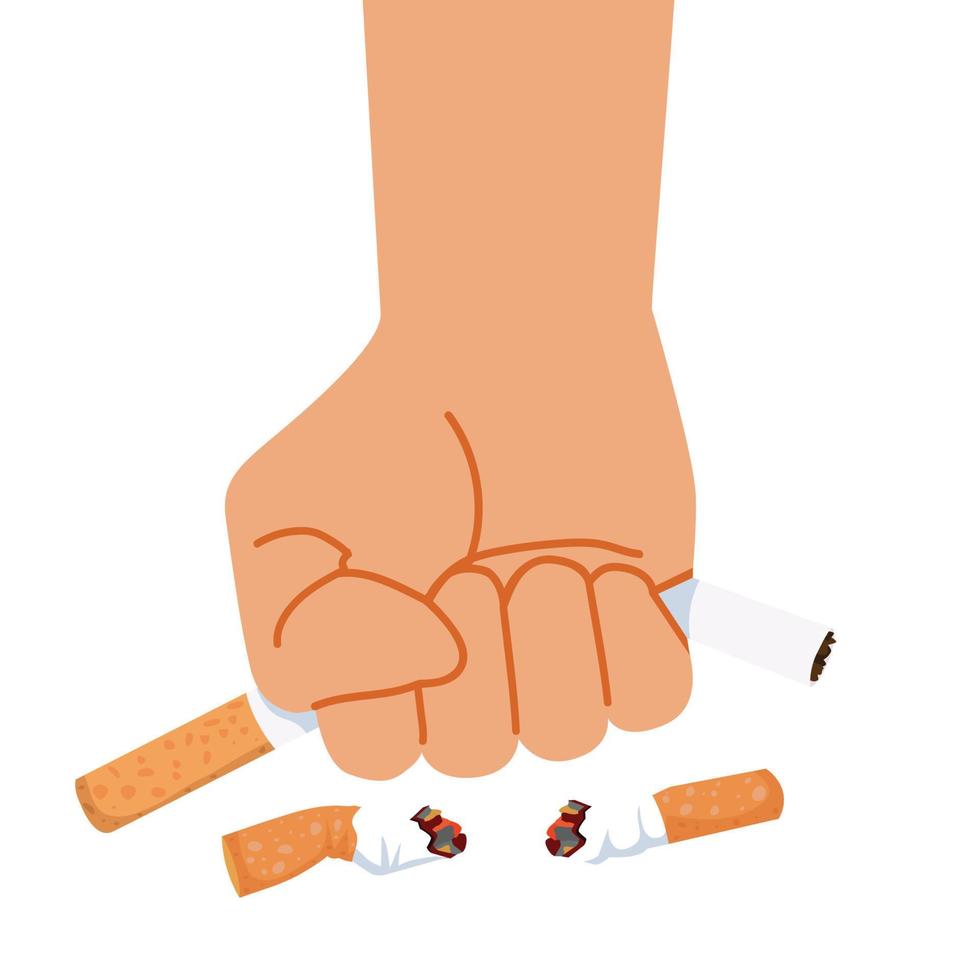 Hand Fist Cigarette butt vector