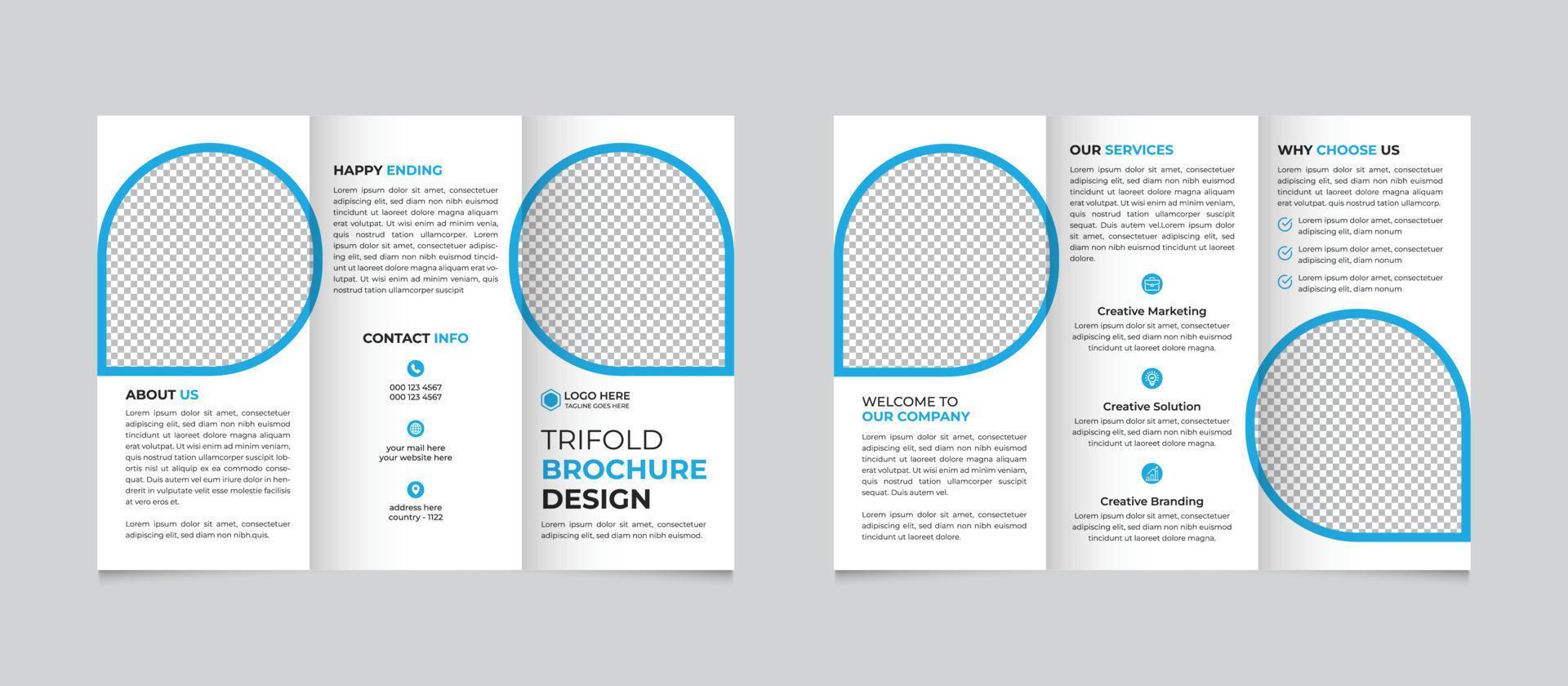 Corporate creative trifold brochure template design Free Vector