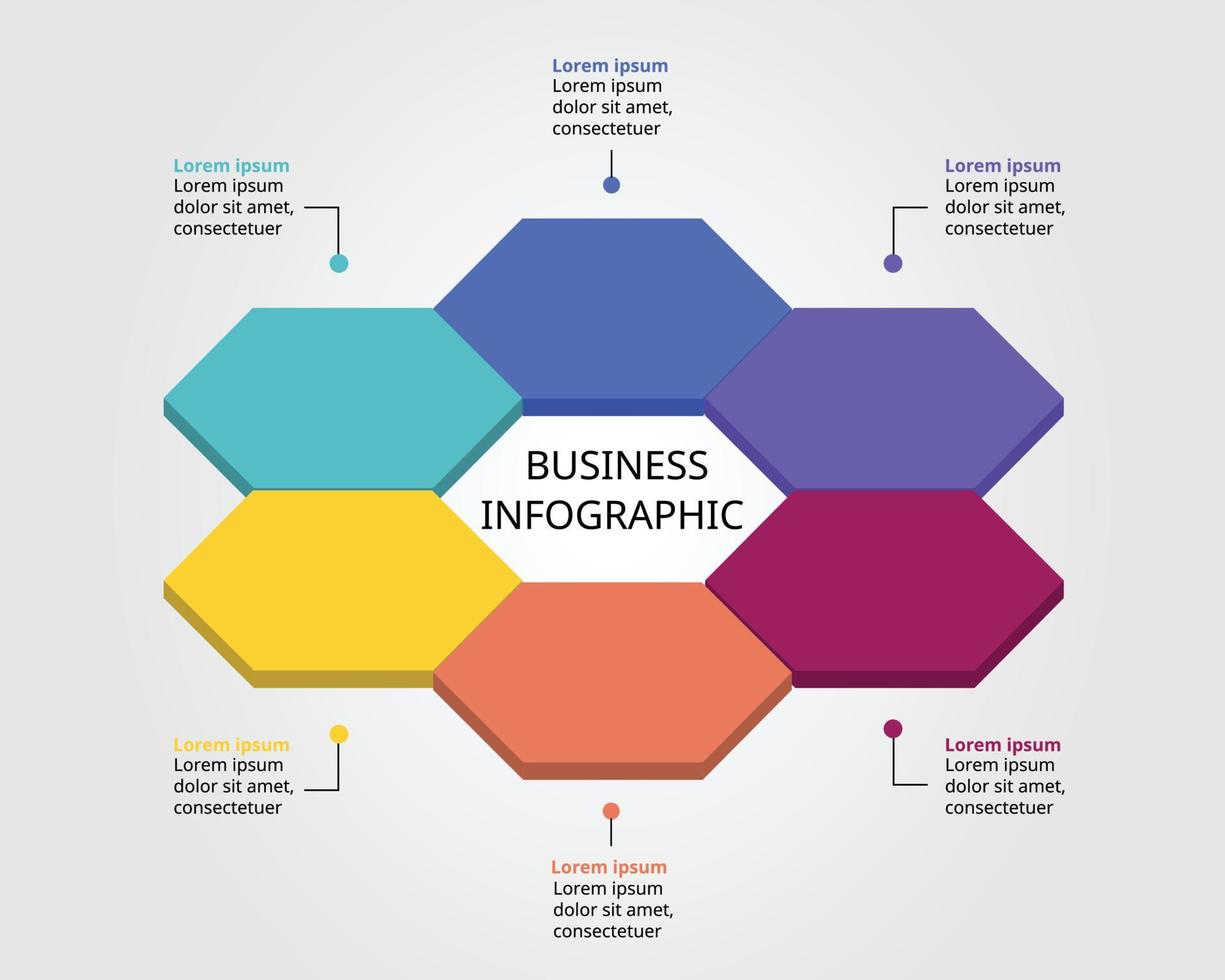 Hexagon step template for infographic for presentation for 6 elemen vector