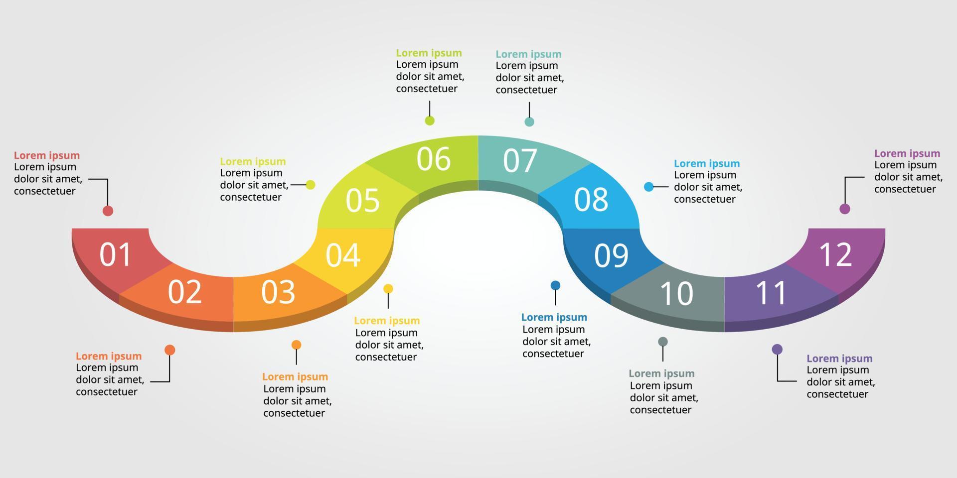 timeline curve chart template for infographic for presentation for 12 ...