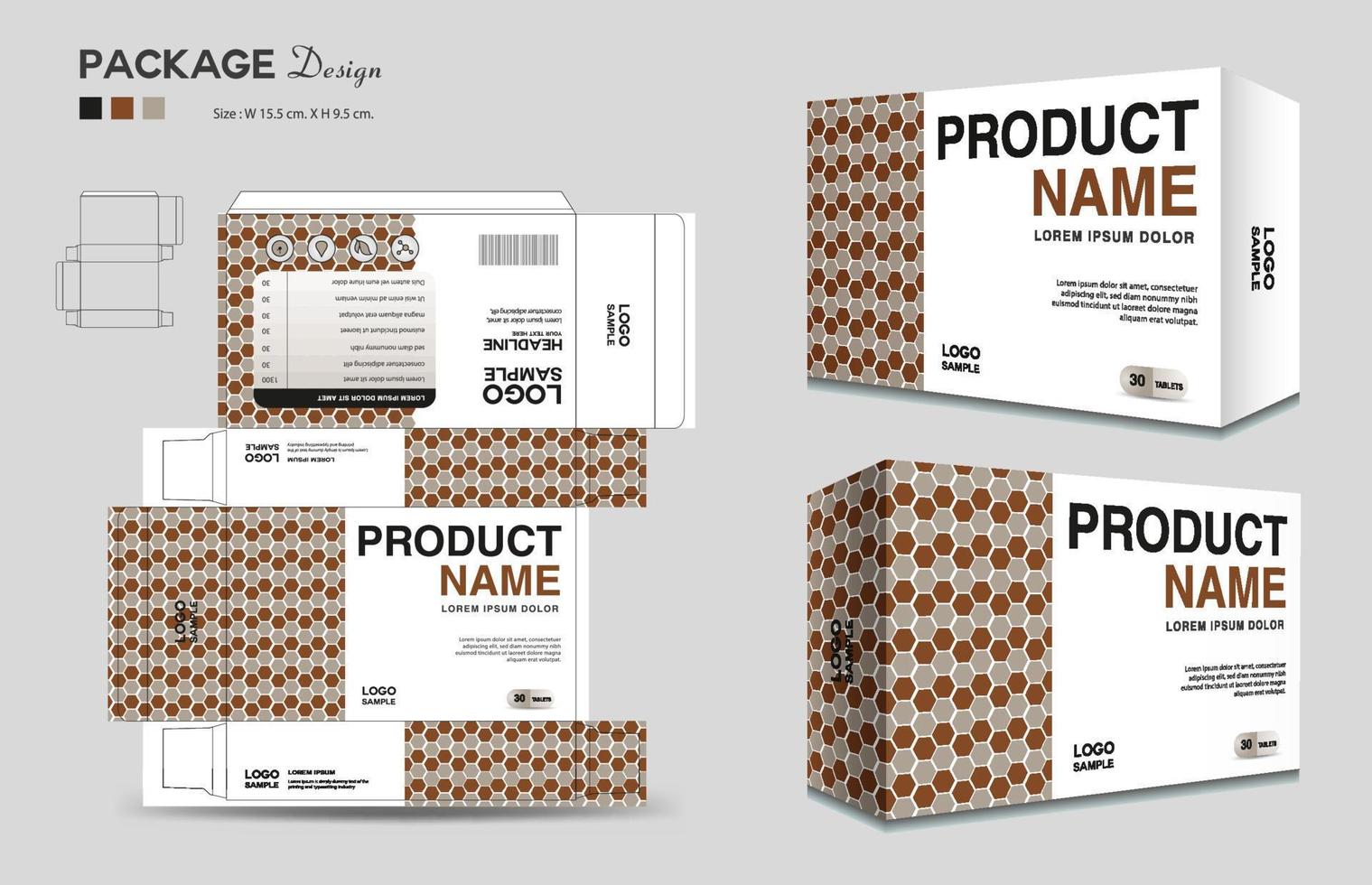 Cosmetic box design, Supplements box template, Package design template, 3d Box Packaging design, cosmetic label, medical label, soap label, packaging design vector, Package boxes mockup vector