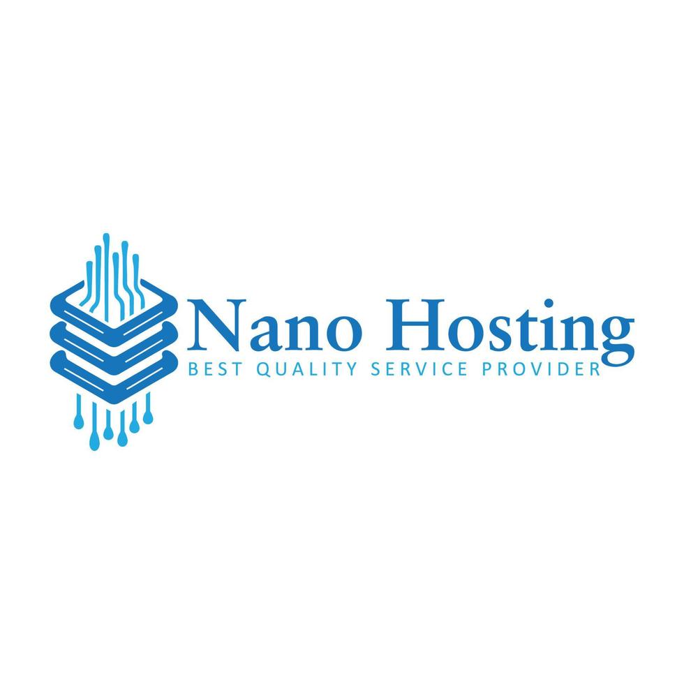 Nano hosting logo combination. Server and sale symbol or icon. Unique data and market logotype design template. vector