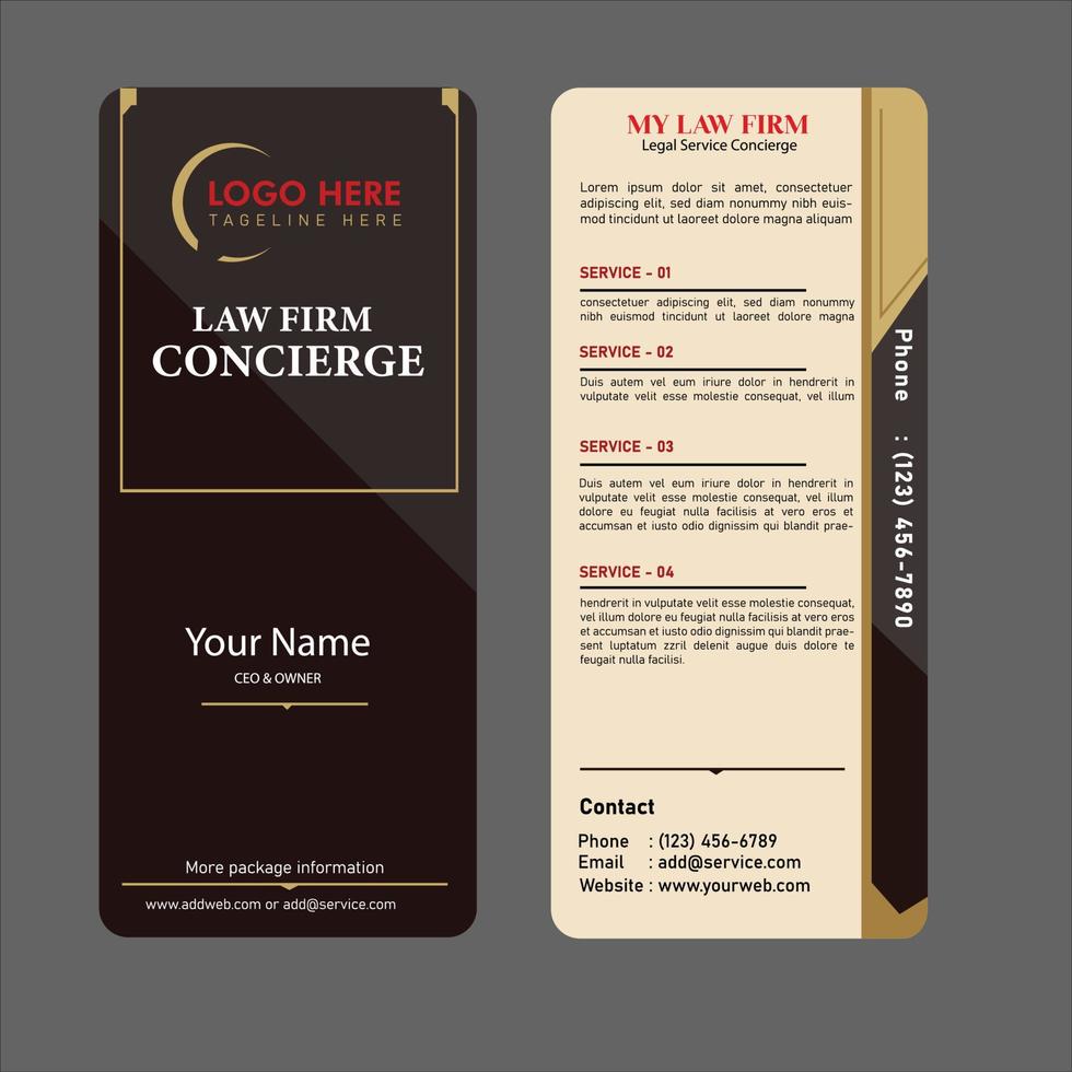 Vector flat law firm double-sided vertical palm card template